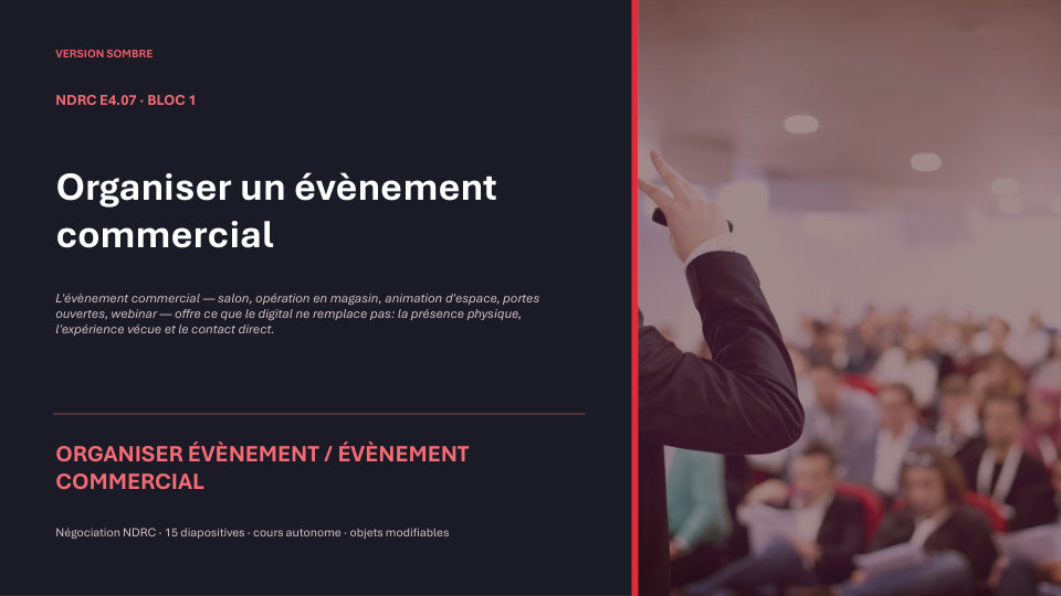 Première diapositive de la fiche NDRC E4.07