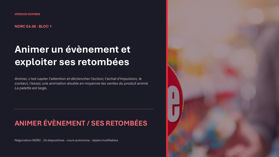 Première diapositive de la fiche NDRC E4.08