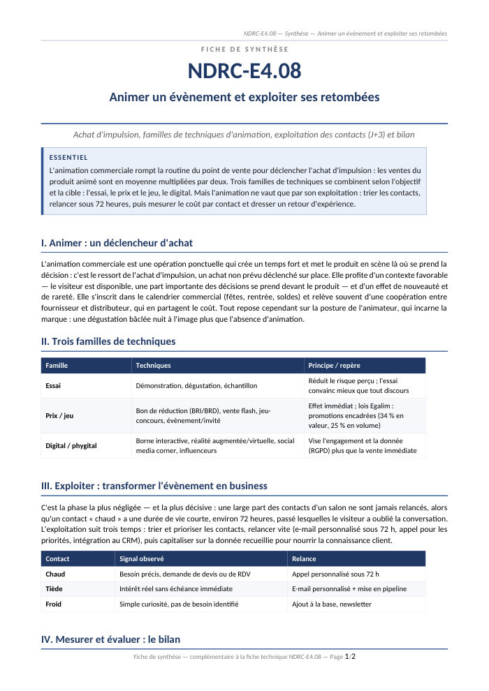 Première page de la synthèse