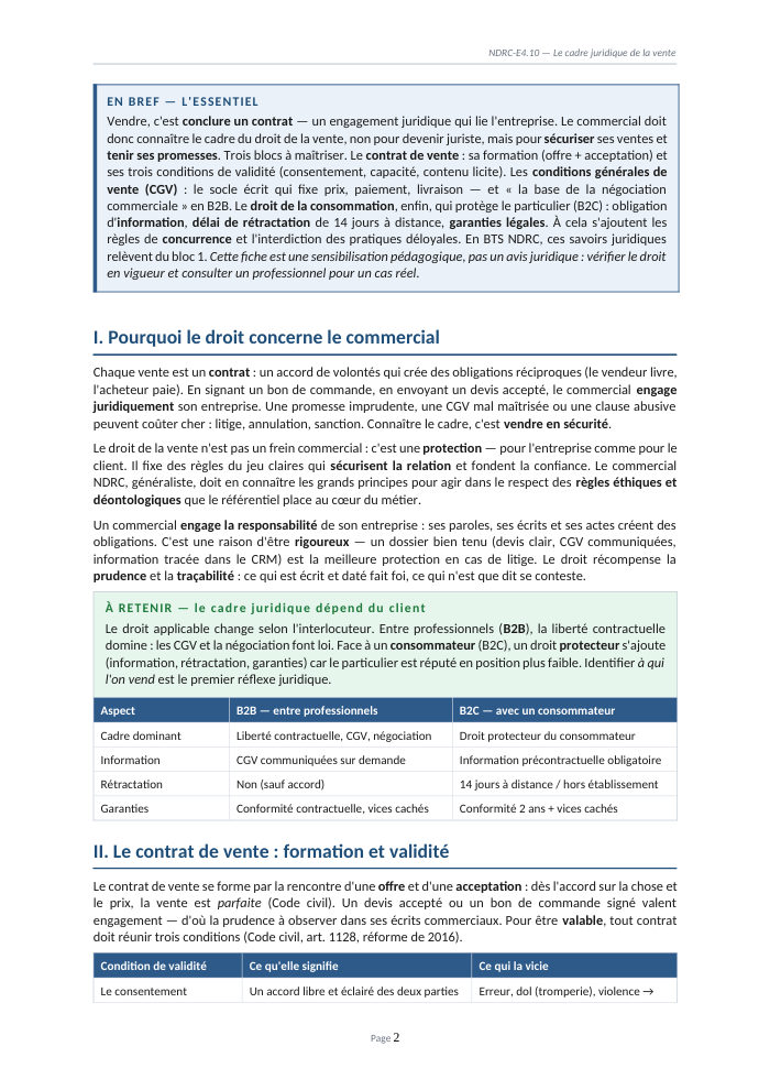 Une page du cours NDRC E4.10