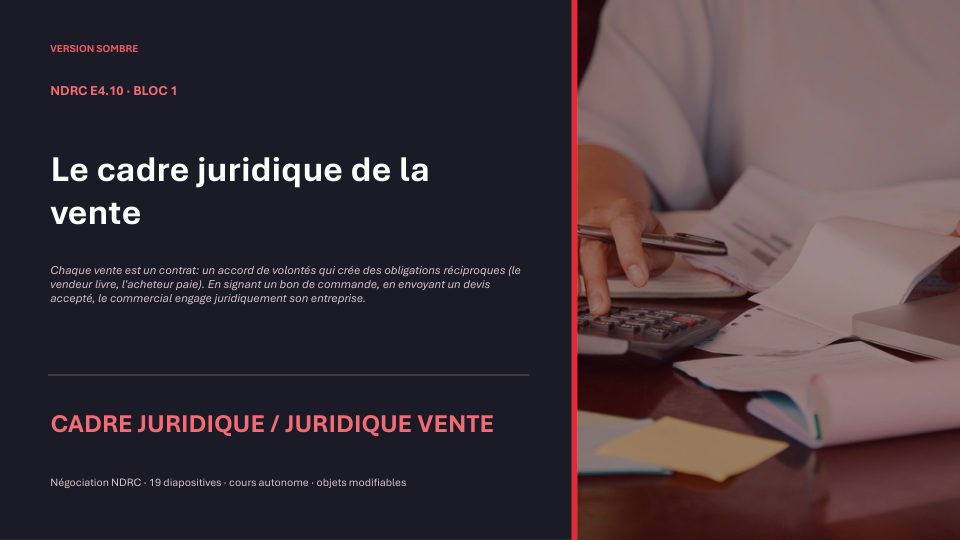 Première diapositive de la fiche NDRC E4.10