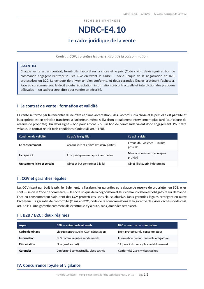 Première page de la synthèse
