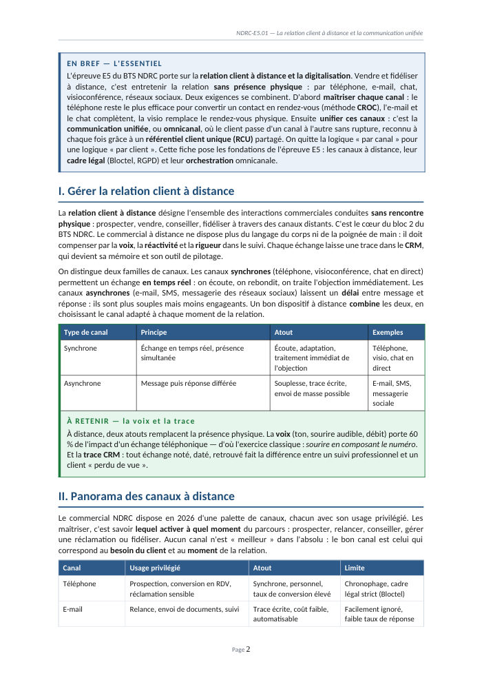 Une page du cours NDRC E5.01