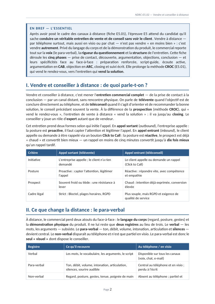 Une page du cours NDRC E5.02