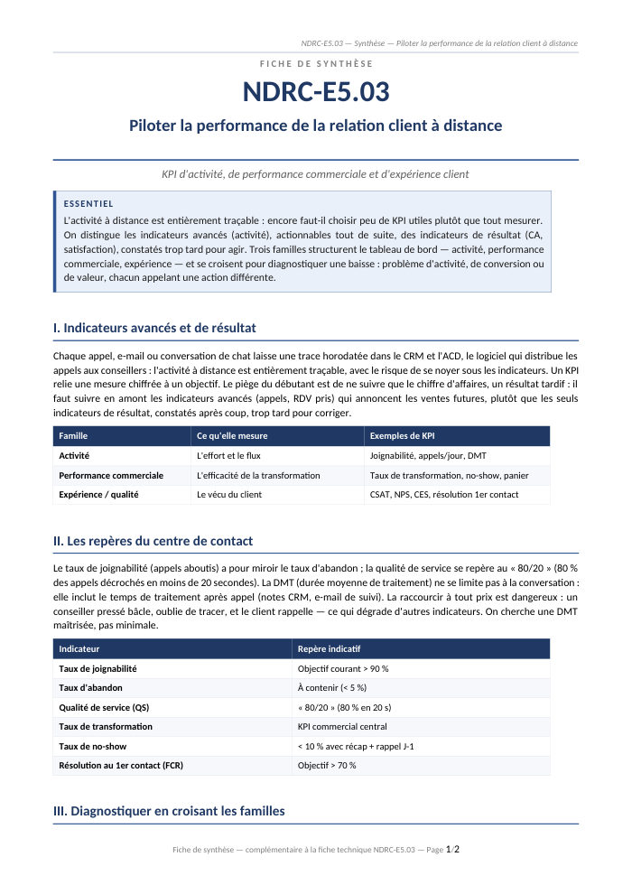 Première page de la synthèse