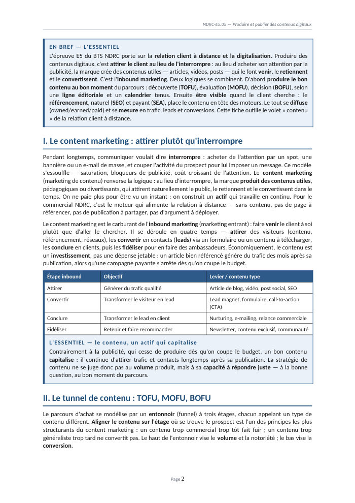 Une page du cours NDRC E5.05