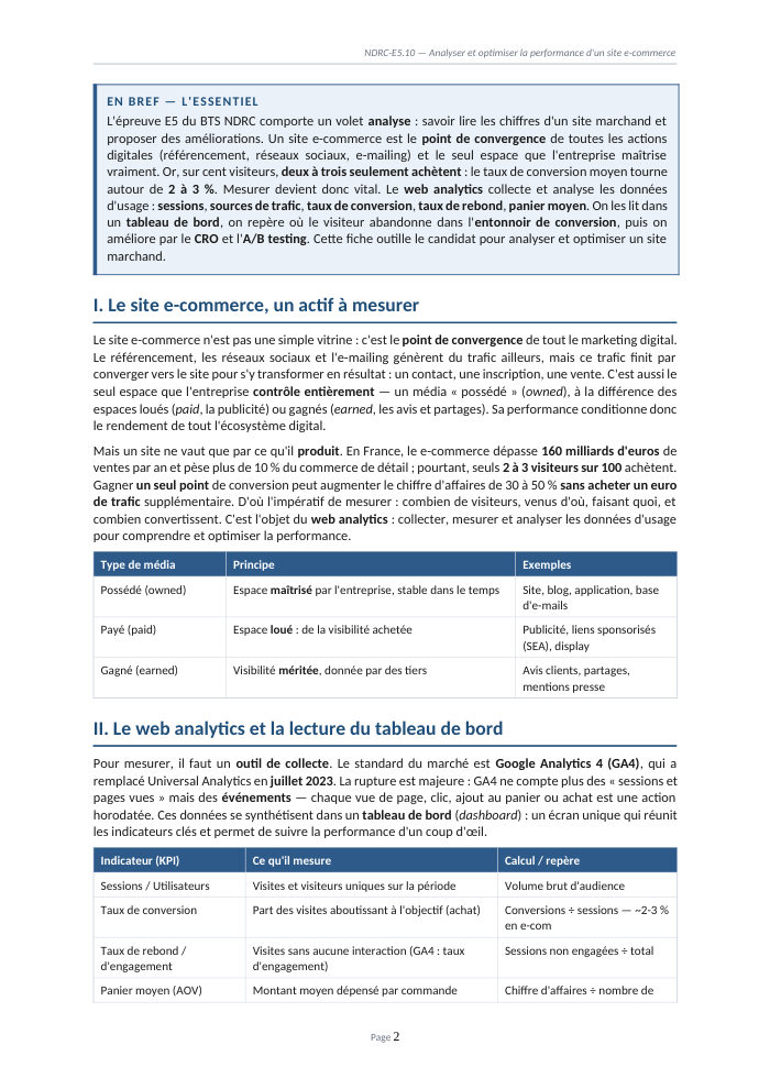 Une page du cours NDRC E5.10