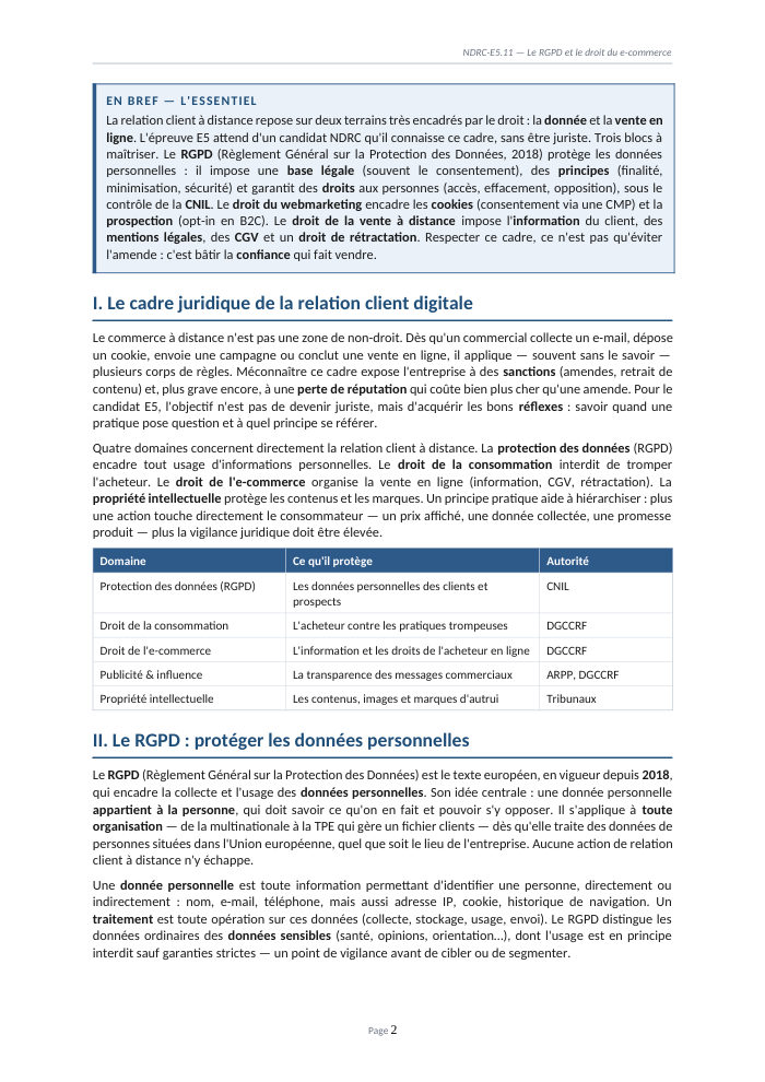 Une page du cours NDRC E5.11
