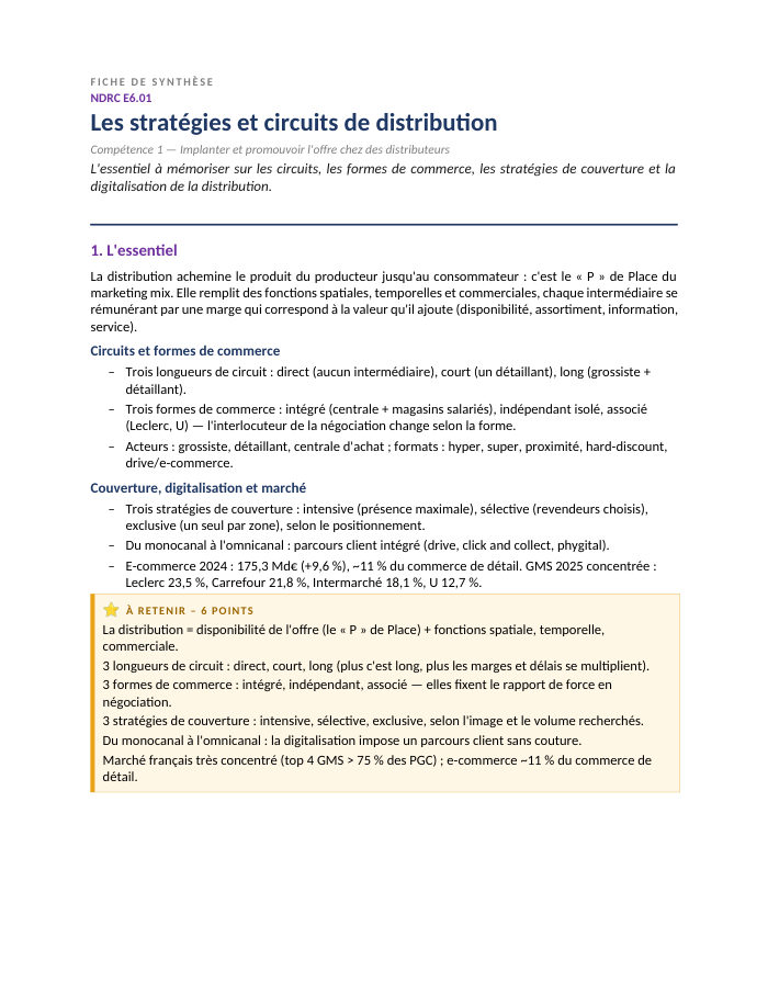 Première page de la synthèse