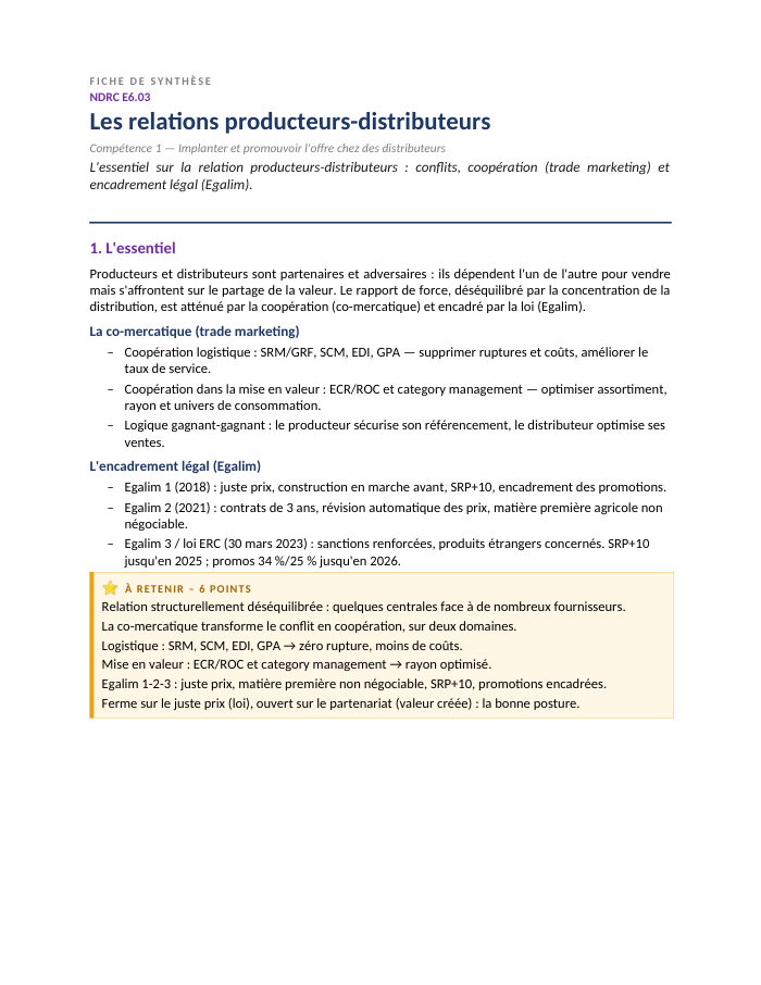 Première page de la synthèse