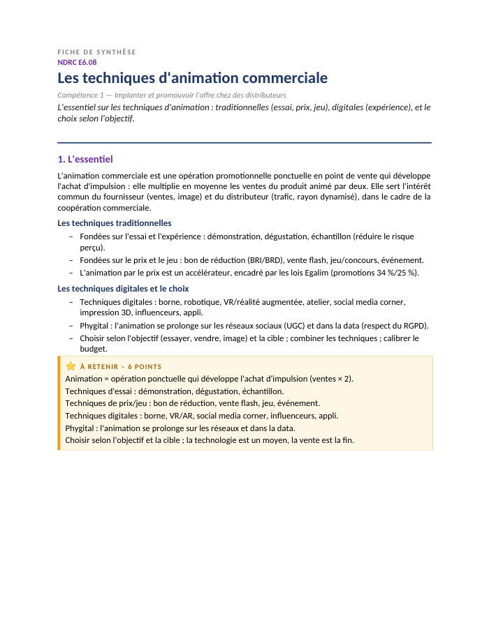 Première page de la synthèse