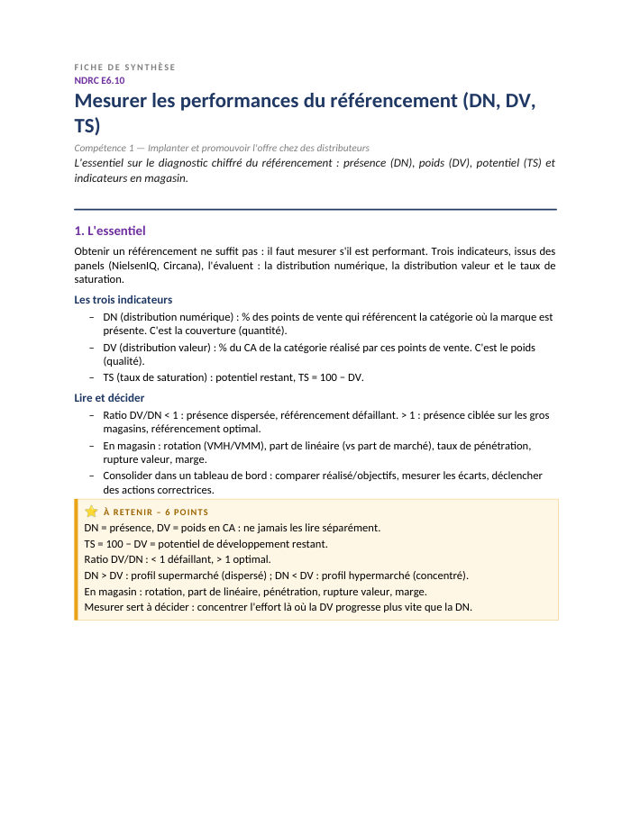 Première page de la synthèse