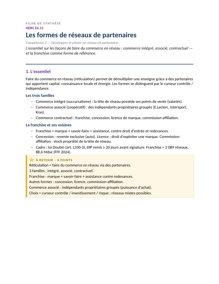 Première page de la synthèse