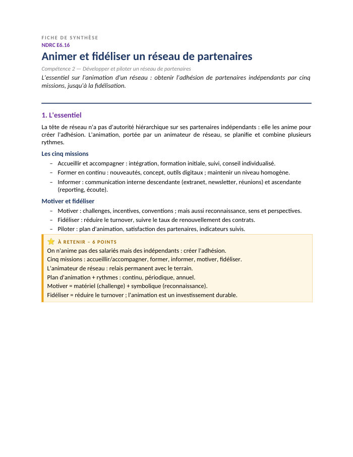 Première page de la synthèse
