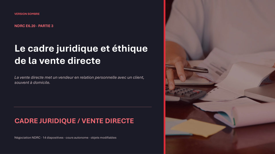 Première diapositive de la fiche NDRC E6.20