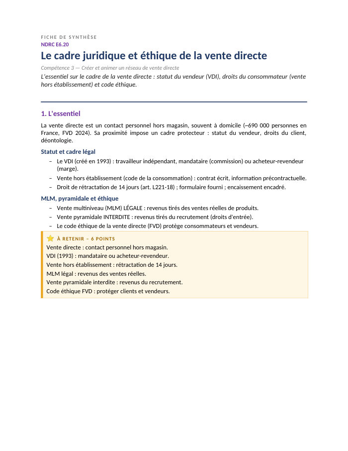 Première page de la synthèse