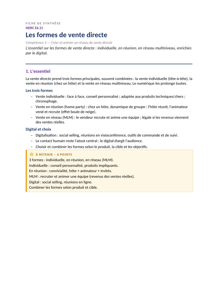 Première page de la synthèse