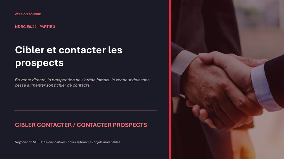 Première diapositive de la fiche NDRC E6.22