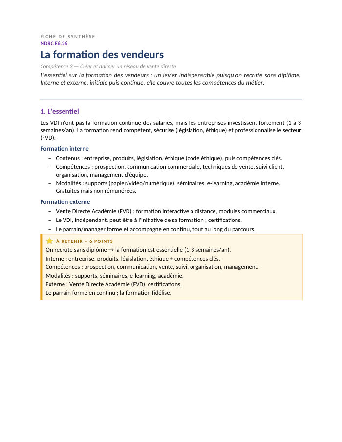 Première page de la synthèse
