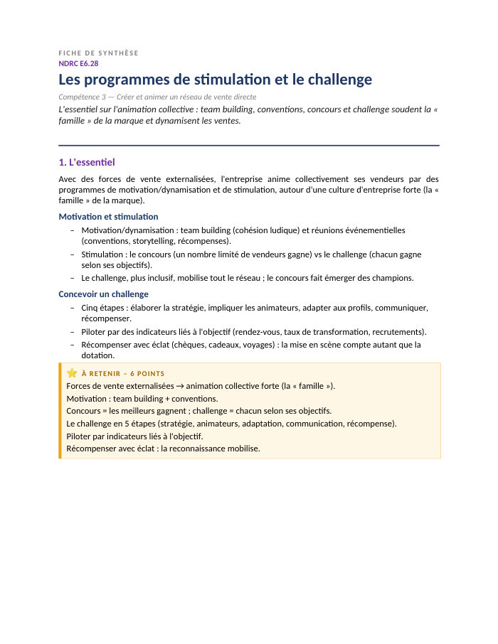 Première page de la synthèse