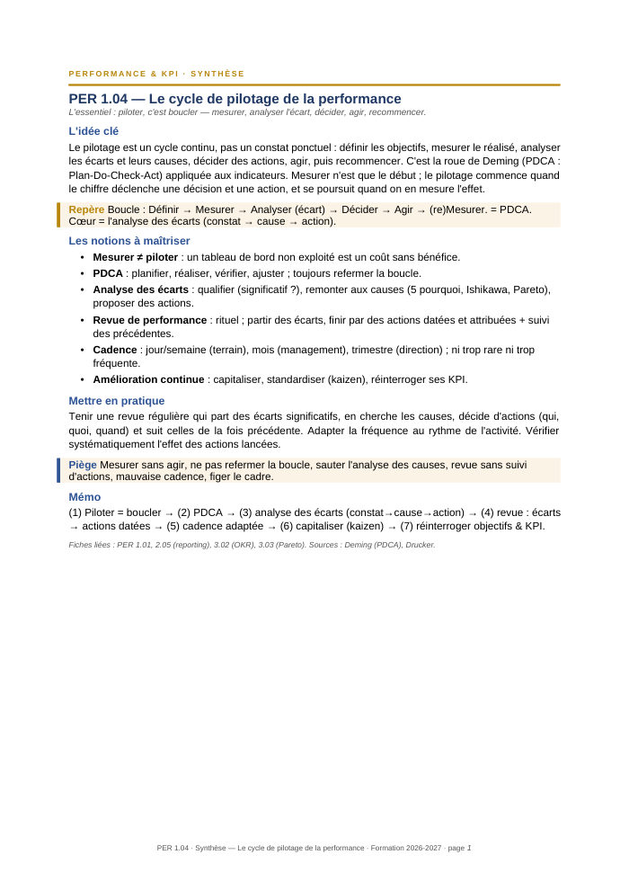 Première page de la synthèse