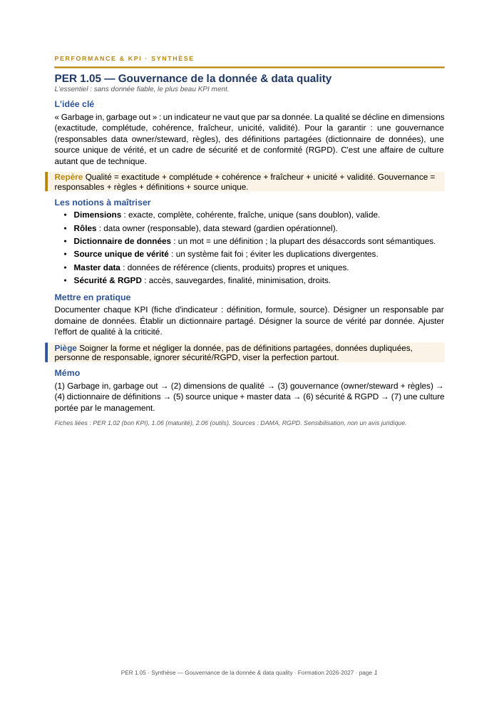 Première page de la synthèse