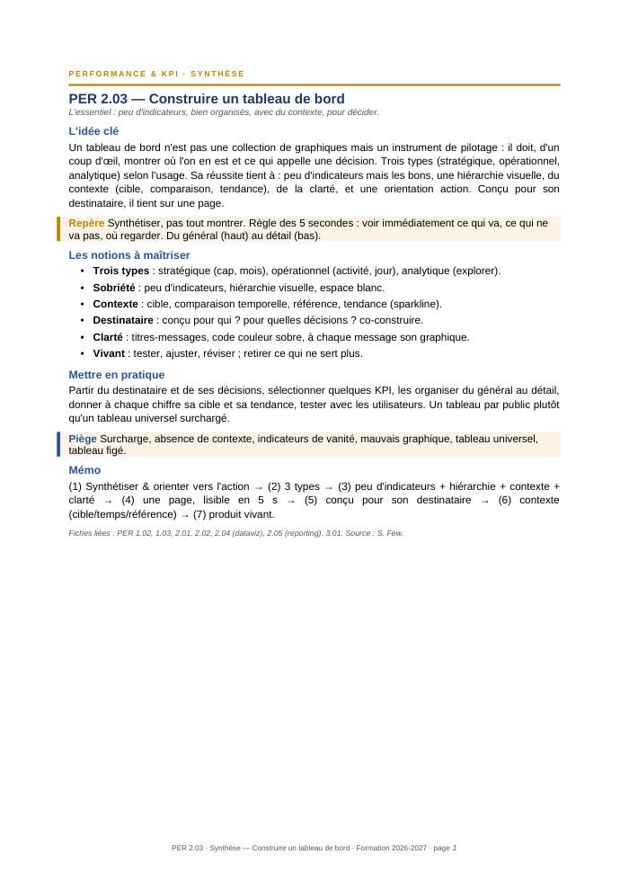 Première page de la synthèse