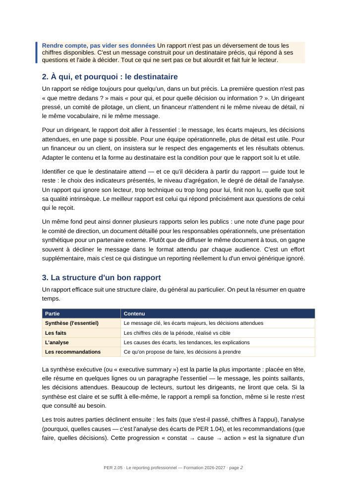 Une page du cours PER 2.05