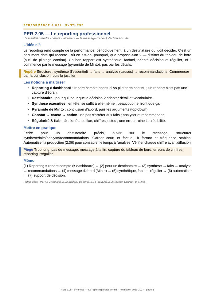 Première page de la synthèse