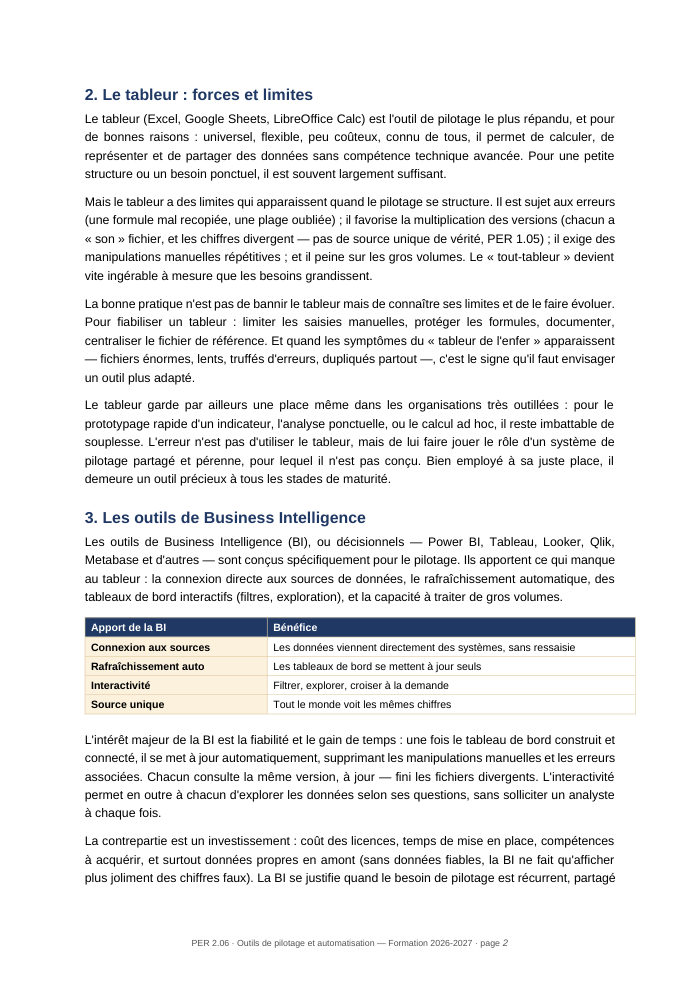 Une page du cours PER 2.06