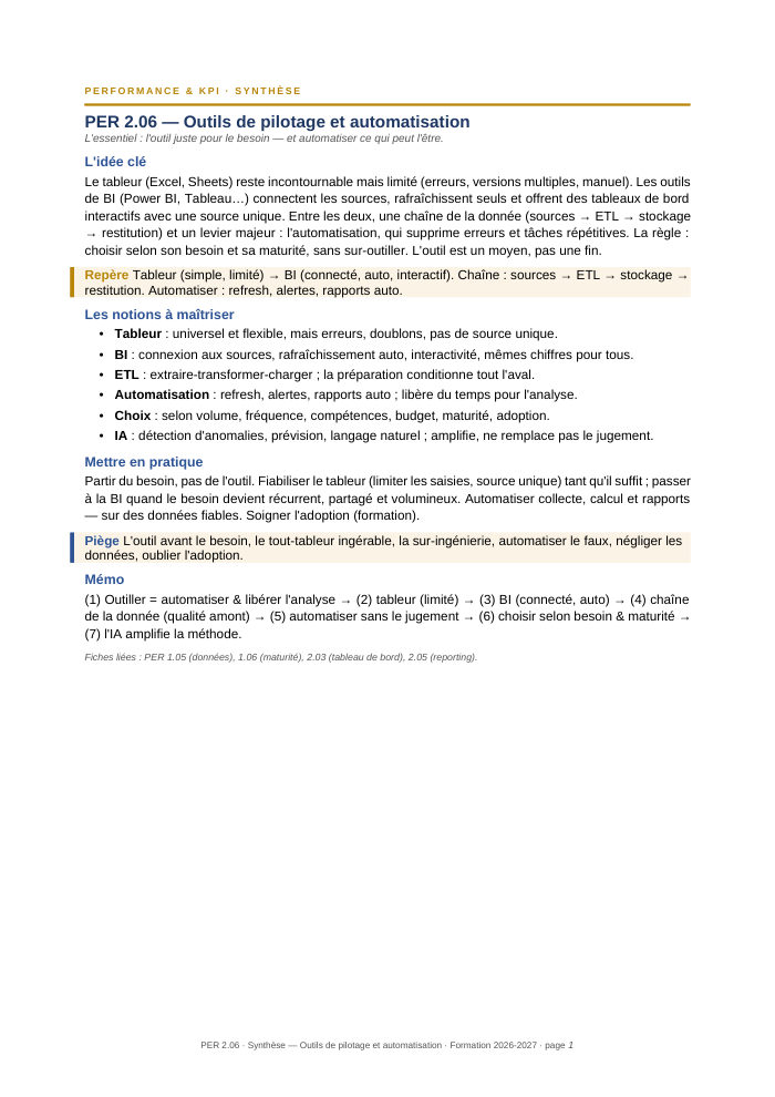 Première page de la synthèse
