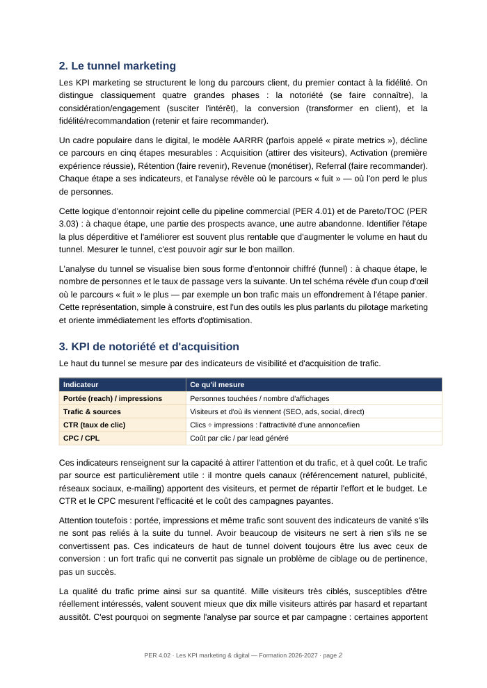 Une page du cours PER 4.02
