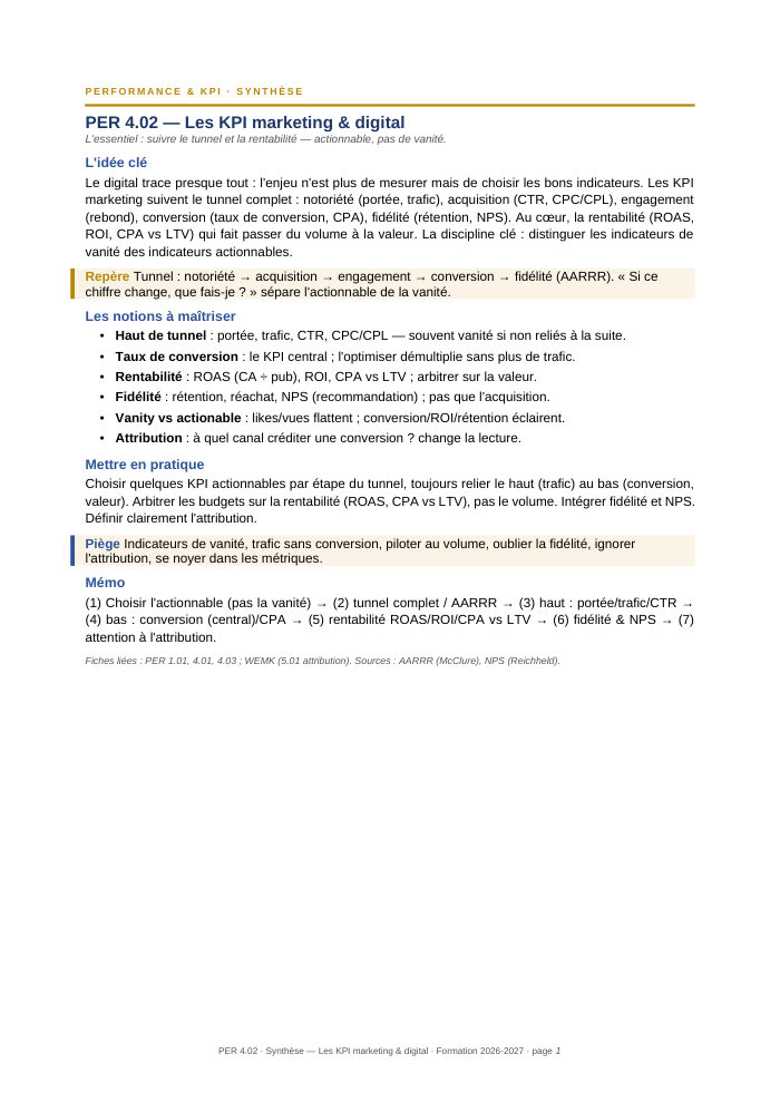 Première page de la synthèse
