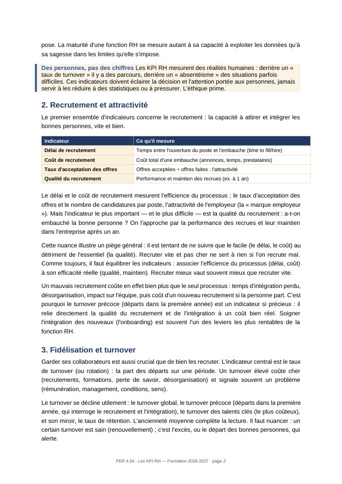 Une page du cours PER 4.04
