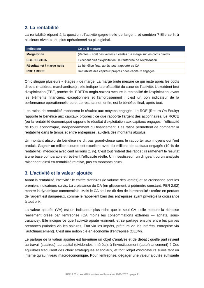 Une page du cours