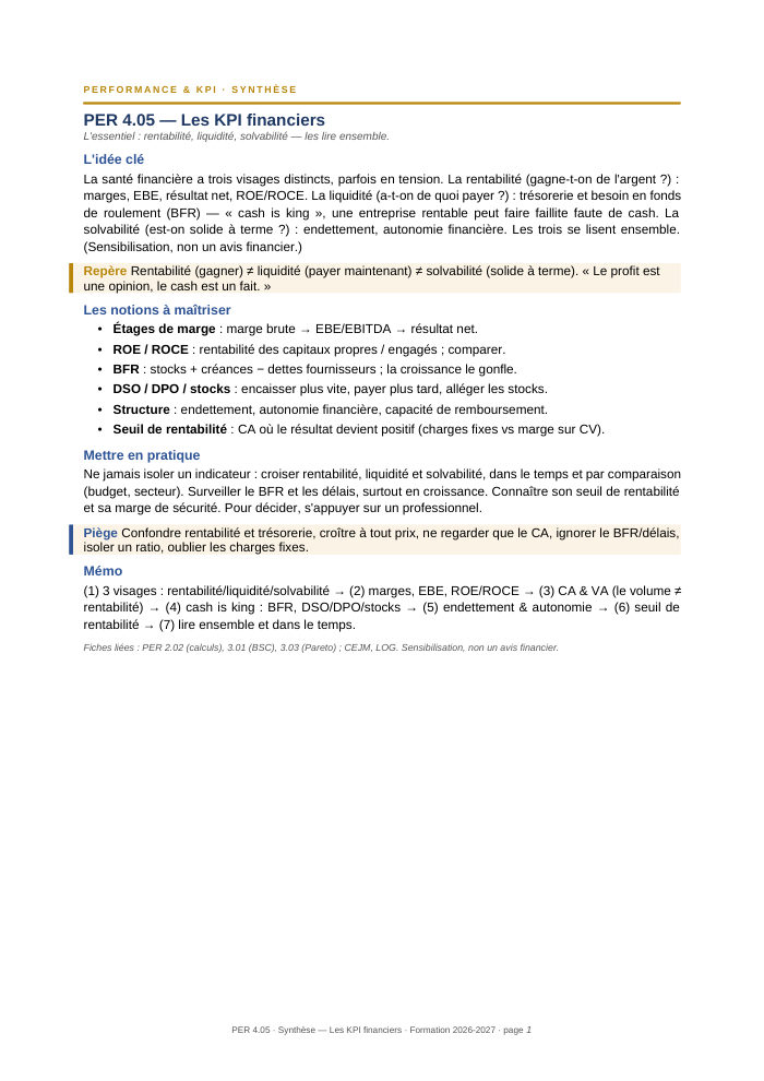 Première page de la synthèse