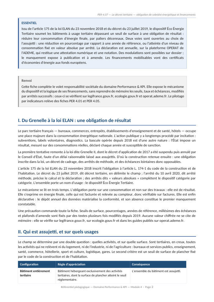 Une page du cours PER 4.07