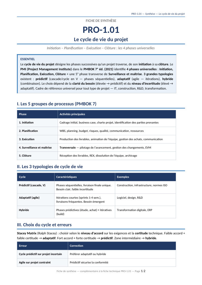 Première page de la synthèse