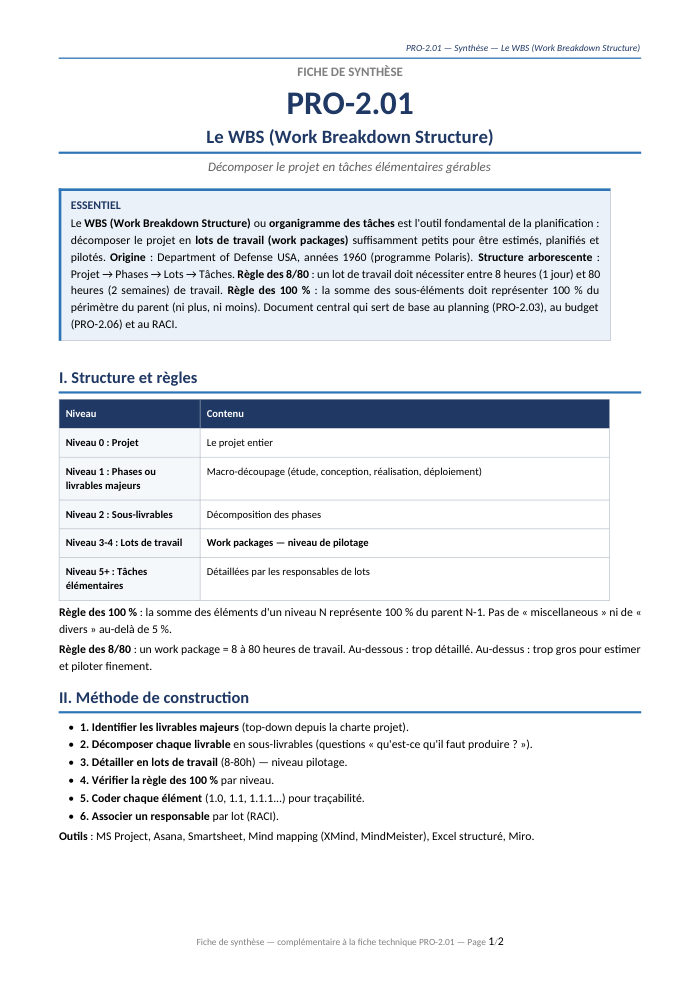 Première page de la synthèse