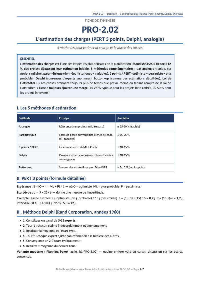 Première page de la synthèse