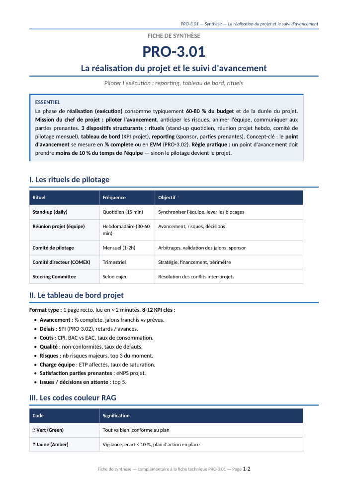 Première page de la synthèse