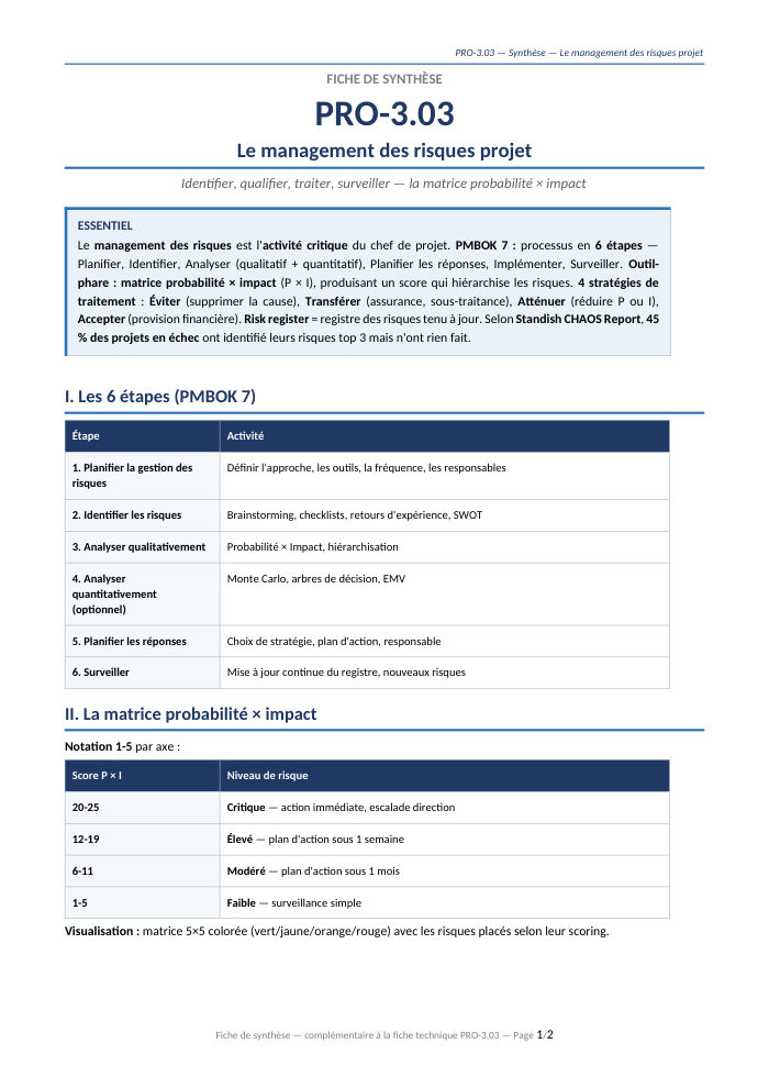 Première page de la synthèse