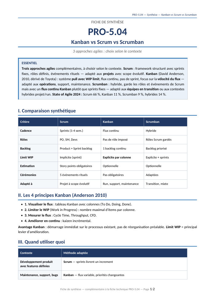 Première page de la synthèse