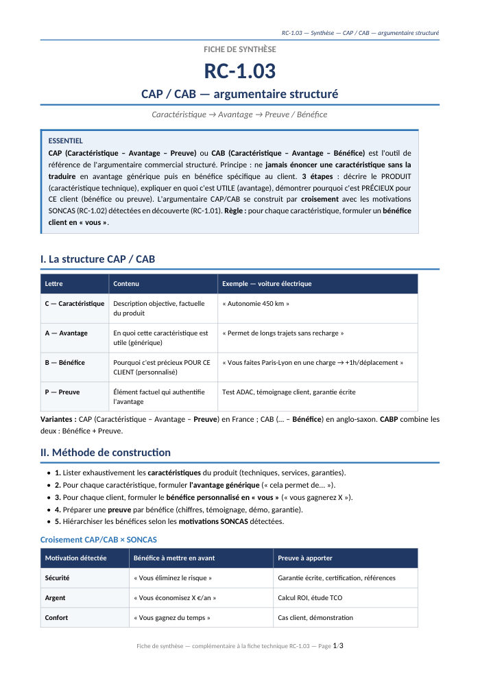 Première page de la synthèse