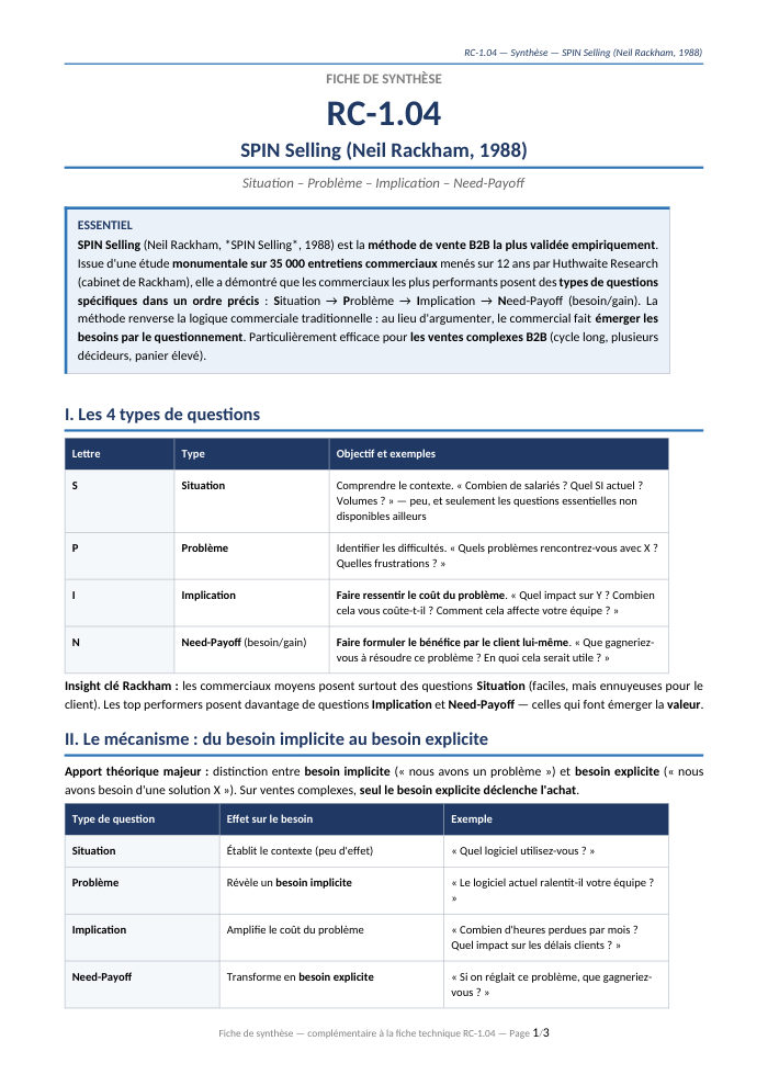 Première page de la synthèse