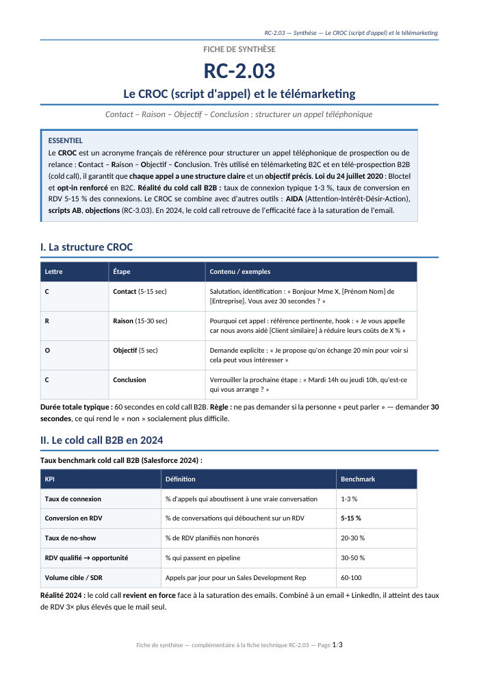 Première page de la synthèse