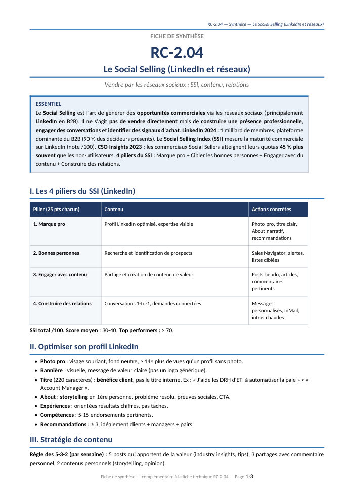Première page de la synthèse