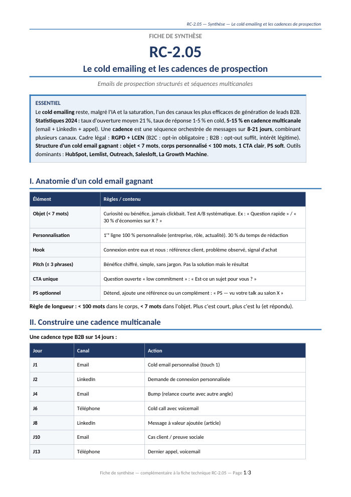 Première page de la synthèse