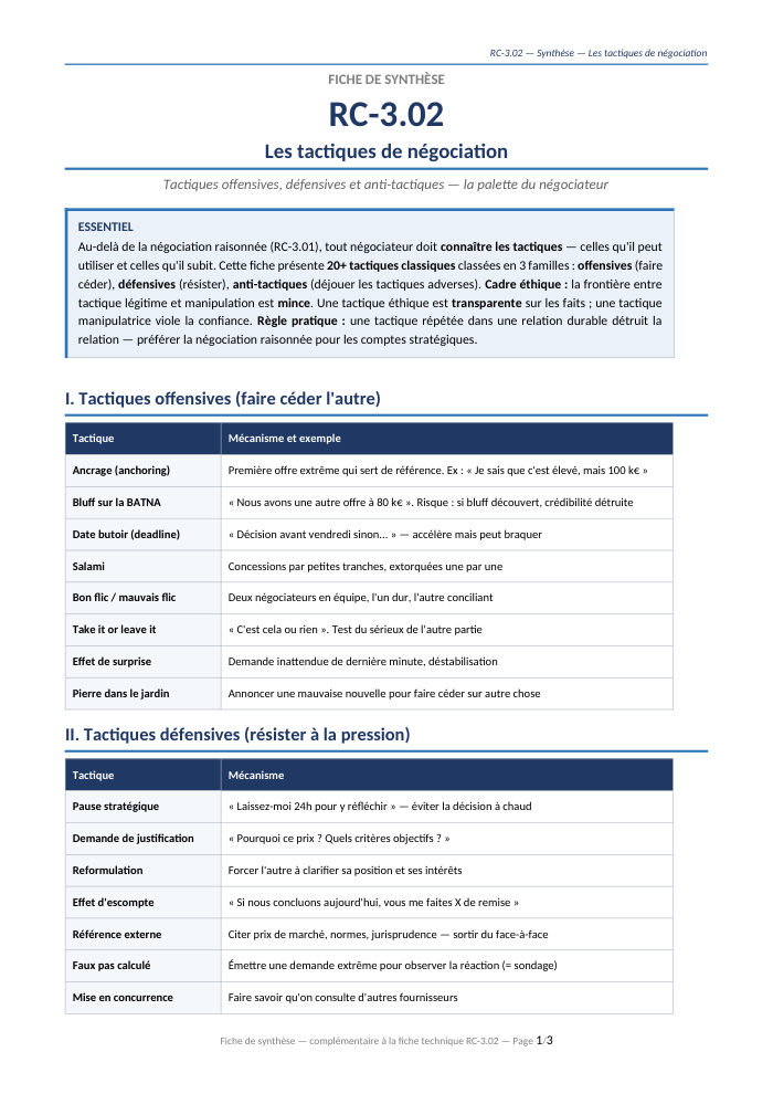 Première page de la synthèse