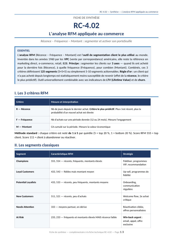 Première page de la synthèse